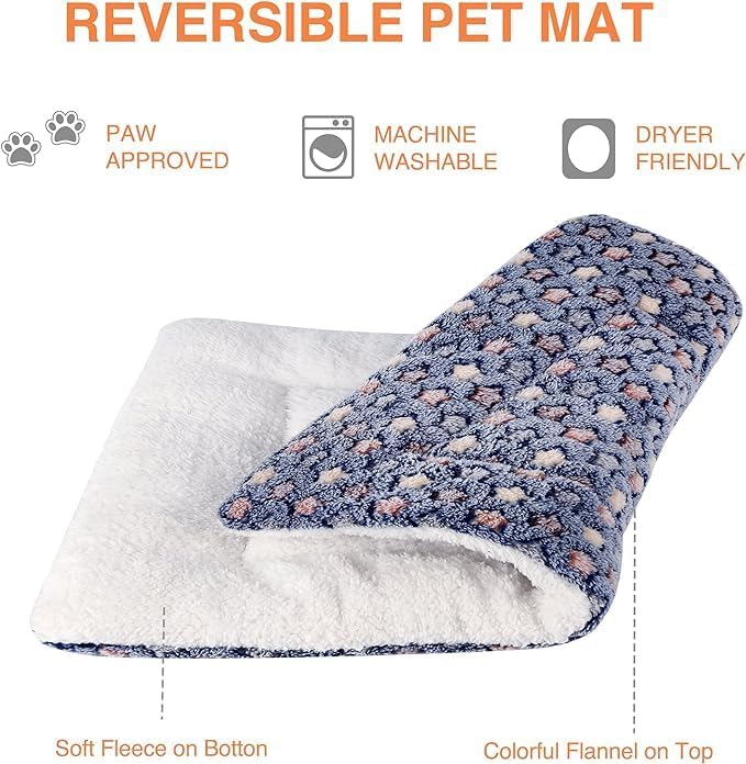 Mora Pets Dog Crate Pad Bed Ultra Soft Pet Mat Star Print 2 Pack 24 in Blue - Image 3
