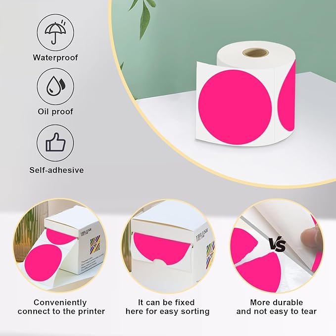 3 X 3 Inch Color Coding Dot Labels Circle Thermal Printable Waterproof 500 Pcs - Image 4