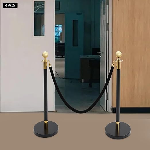 4Pcs Velvet Ropes and Stanchion Post, Stainless Steel Stanchions Posts - Image 8