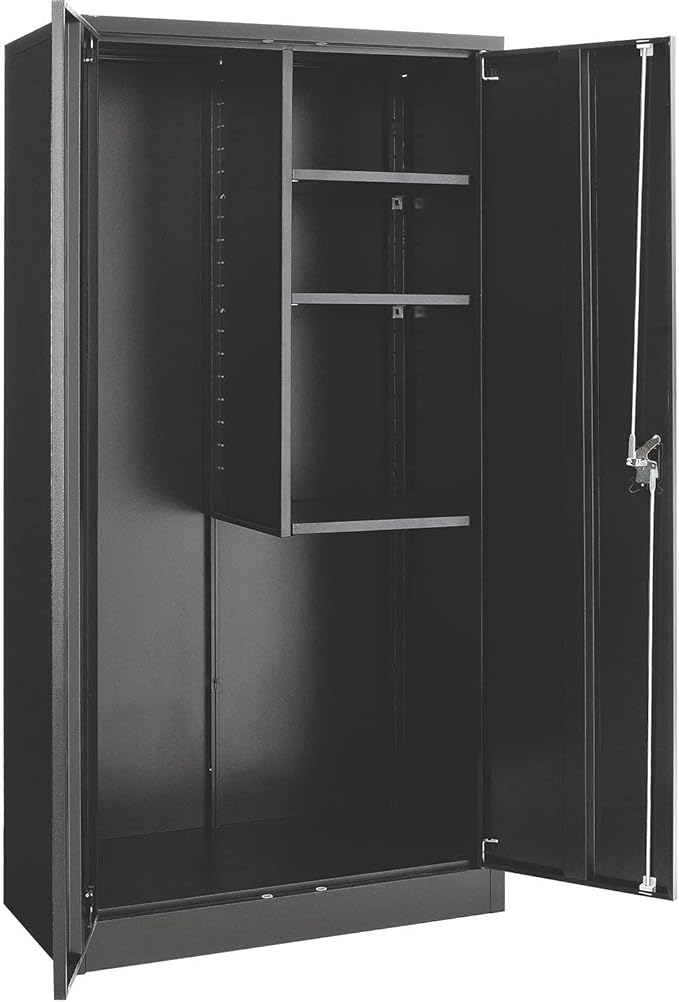Global Industrial Janitorial Cabinet Assembled 36x18x72 Black - Image 6