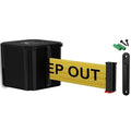 WM412 Retractable Belt Wall Mounted Smooth Black Crowd Control Barrier and by Visiontron