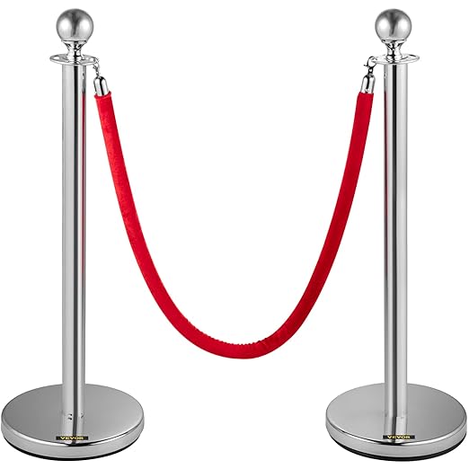 VEVOR Stanchion Post with Velvet Ropes, Stainless Steel Queue Barrier Line - Image 4