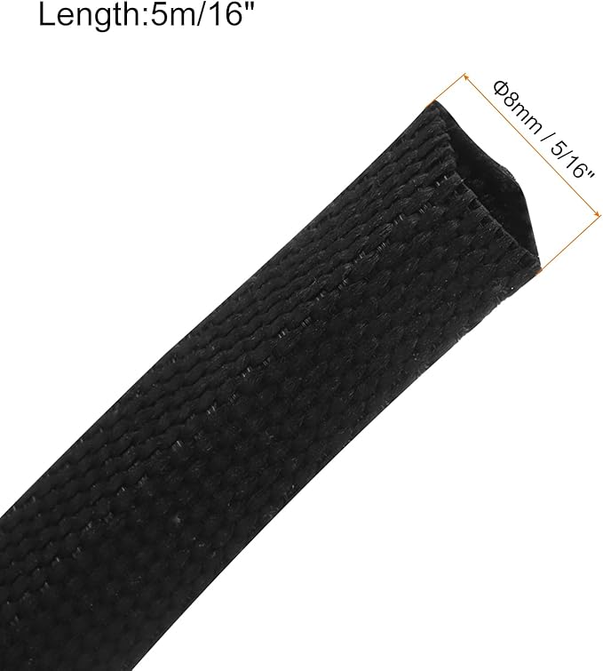 MECCANIXITY Braided Cable Sleeves Heat Shrinkable Fabric Sleeving, 5/16" 16ft - Image 2