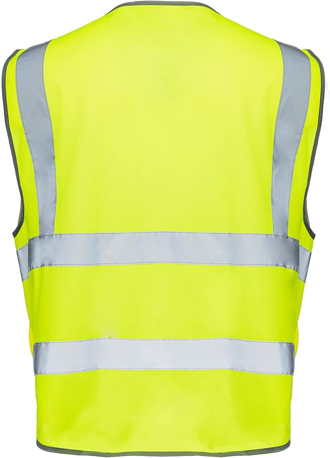 Vest 9 Pockets Class 2 High Visibility Zipper Front Construction Vest - Image 2