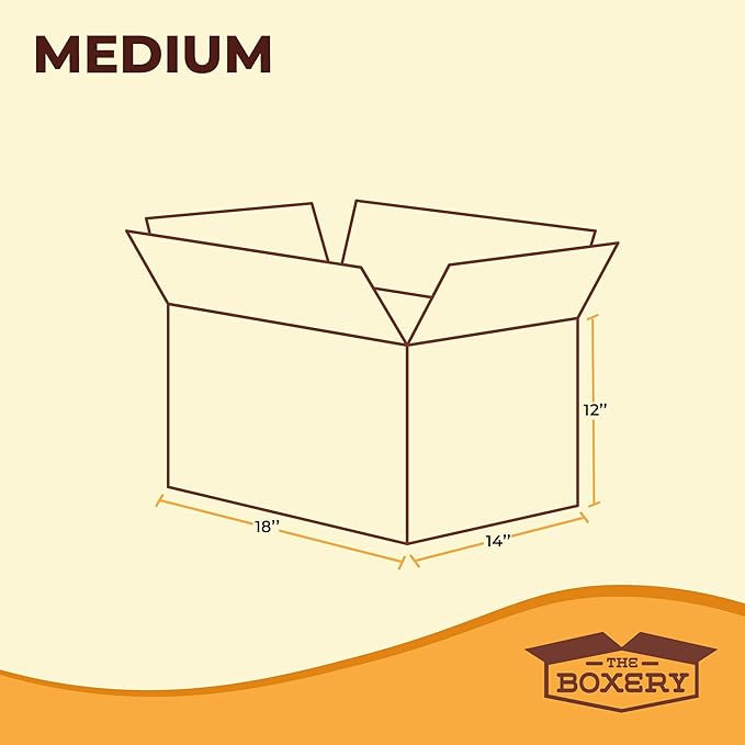 The Boxery Moving Boxes 10-Pack Medium | 18x14x12 inch Brown/Kraft Corrugated - Image 3