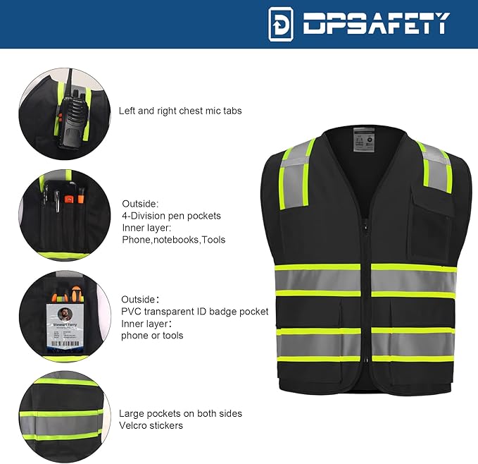 9 Pocket Hi Vis Safety Vest - Image 3