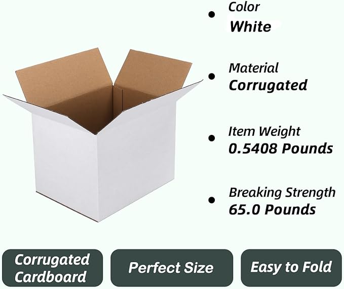 CRUGLA 8x6x6 White Shipping Boxes Set of 6 - Image 7