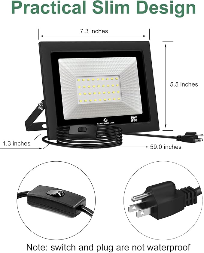 GLORIOUS-LITE LED Flood Lights Outdoor, 50W 5000LM Outside LED Work Light - Image 6