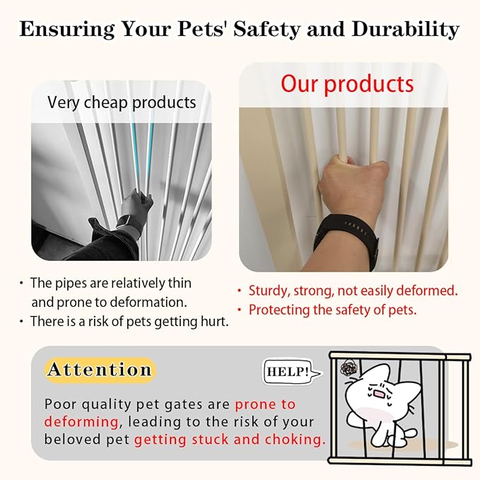 Lumizone Extra Tall Pet Gate 55.12" High Pressure Mounted 38.39"-42.51" Extra - Image 3