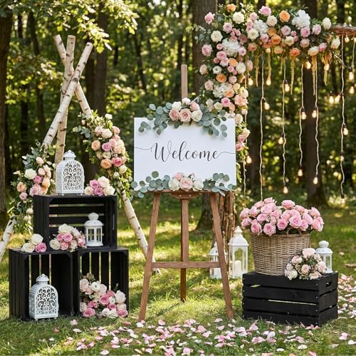 Weysat 3 Pack Large Wood Crates Box for Storage 16 Inch Unassembled Wooden Milk Crates with Handles Decorative Nesting Box for Display Unfinished Rustic Decor DIY Office Home Retail Art(Black) - Image 4