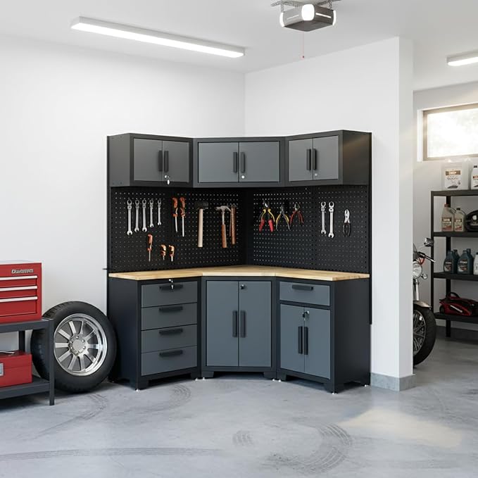 Garage Storage Cabinet System 8-Pcs Garage Cabinets and Storage System Corner - Image 6