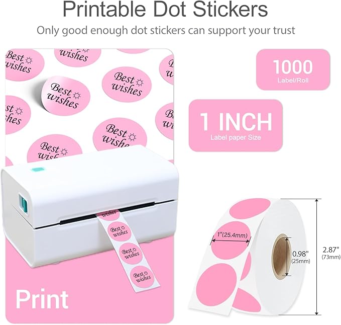 1 Inch Circle Dot Stickers 6000PCS Color Coding Thermal Labels Dots Writable - Image 2
