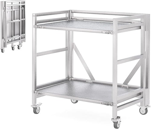 2 Shelf Rolling Cart with Wheels, 660lbs Capacity Collapsible Steel Rolling by ChincoStar