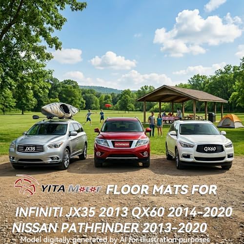 YITAMOTOR Floor Mats for Nissan Pathfinder 2013-2020, Infiniti QX60 2014-2020, JX35 2013, Custom Fit All Weather Anti-Slip TPE Rubber Mat, Pathfinder Accessories, 3 Row Automotive Floor Liners, Black - Image 6