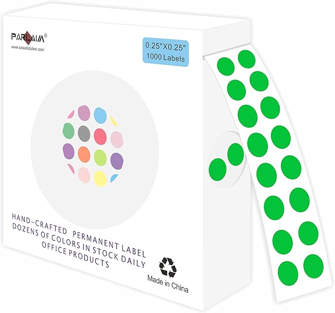 PARLAIM 1/4 Inch Round Permanent Adhesive Color-Code Dot Stickers, 1000 by PARLAIM