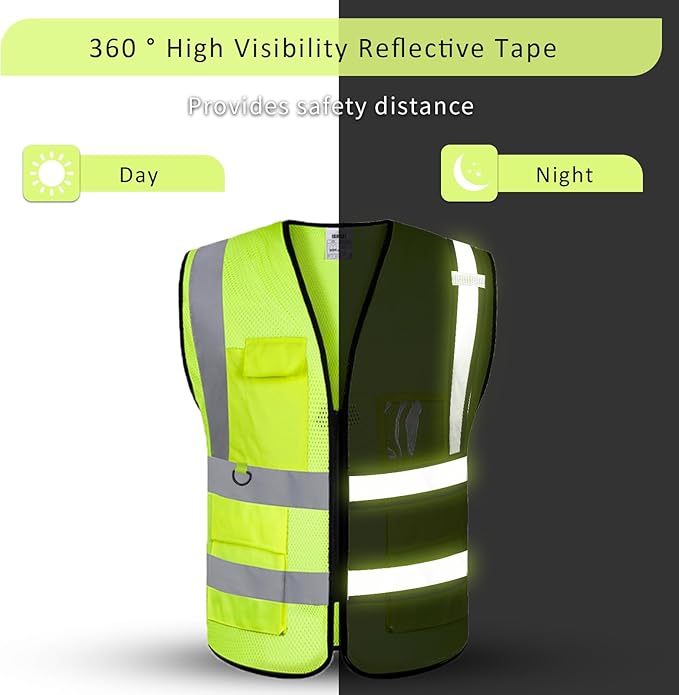 BeautyWill Custom Safety Vest Logo Class 2 High Visibility Reflevtive Vest - Image 5