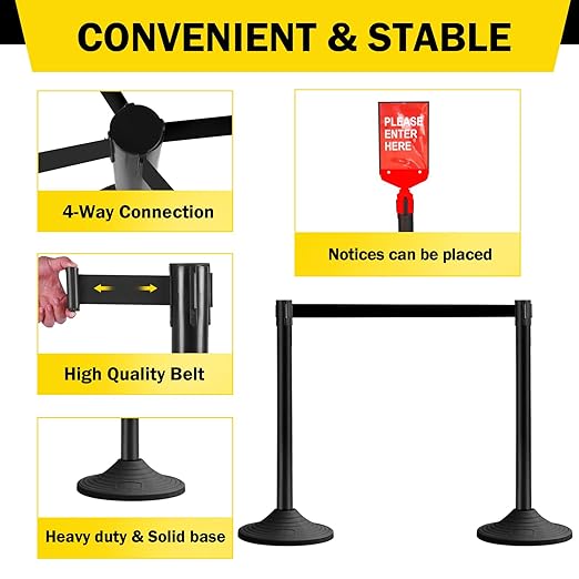 10 ft Crowd Control Stanchion Set, Crowd Control Barrier, Stanchions - Image 3