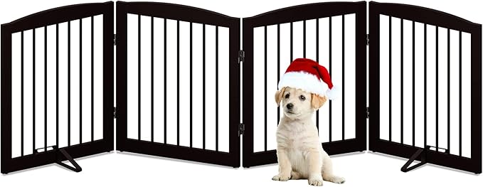 Freestanding Pet Gate for Dogs, Foldable Wooden Dog Gate for House, Indoor Dog - Image 8