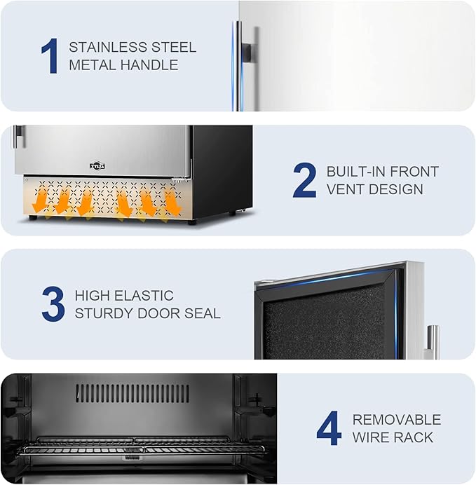 Tylza Outdoor Beverage Refrigerator 24 Inch, Stainless Steel Under Counter - Image 7