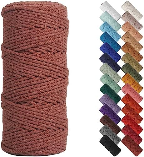 NOANTA Rust Red Macrame Cord 3mm x 109yards, Cotton Rope Macrame Yarn by NOANTA