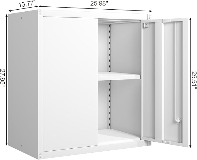 GREATMEET Locking Metal Wall Cabinet, Metal Storage Cabinet - Image 3