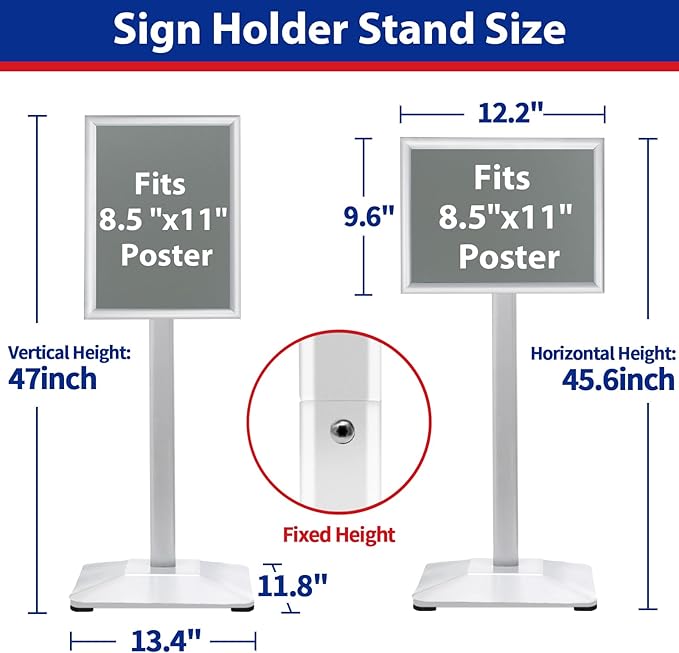 Sign Stand 8.5x11inch Pedestal Sign Holder Poster Stand 3Packs Adjustable Floor - Image 6