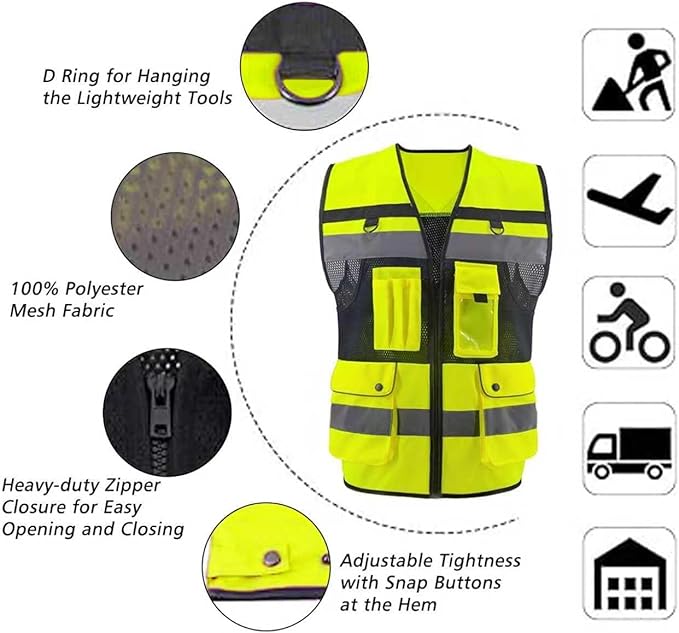 Safety Vest High Visibility Reflective Construction Vest - Image 4