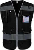 TCCFCCT Black Safety Vest for Men Women 9 Pockets High Visibility Reflective by TCCFCCTPROFESSIONALSAFETYSOLUTIONS