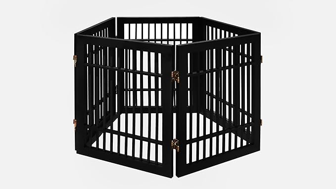 Pet Dog Gate Strong and Durable Freestanding Folding Acacia Hardwood Portable - Image 5