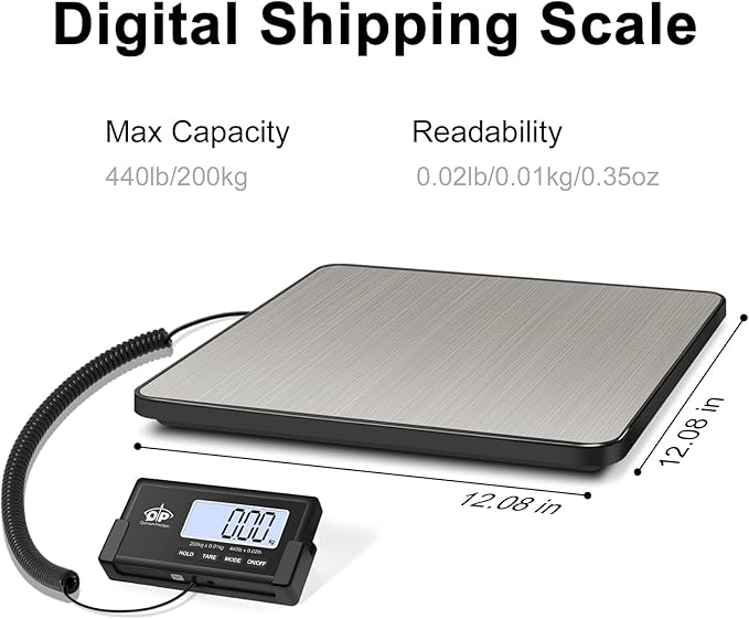 QP Shipping Scale, 440 lb/0.35 oz High Accuracy Digital Postal Scale, Postage - Image 2