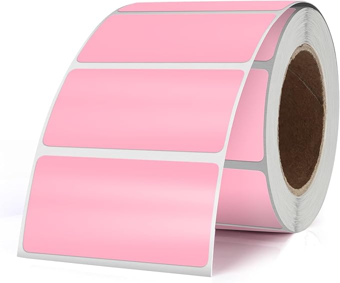 Pink Color Coding Labels 1 × 2 Inches Self-Adhesive Vinyl Rectangle Stickers by YIKIADA