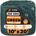 Xpose Safety Heavy Duty Green Mesh Tarp 10' x 20' – 70% Sunblock Shade Cloth with Grommets for Garden, Fence, Privacy Screen, Canopies, Dump Trucks, Pool Cover – Tear & Weather Resistant by XposeSafety
