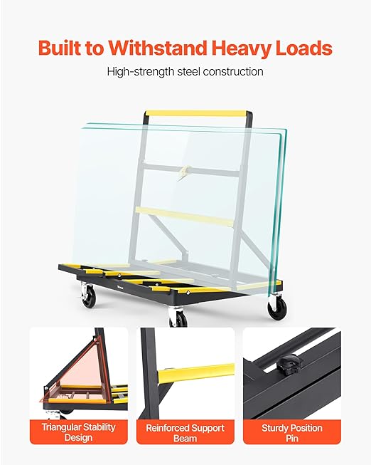 VEVOR Drywall Cart Dolly, 1800 lbs Load Capacity, Steel Panel Dolly - Image 6