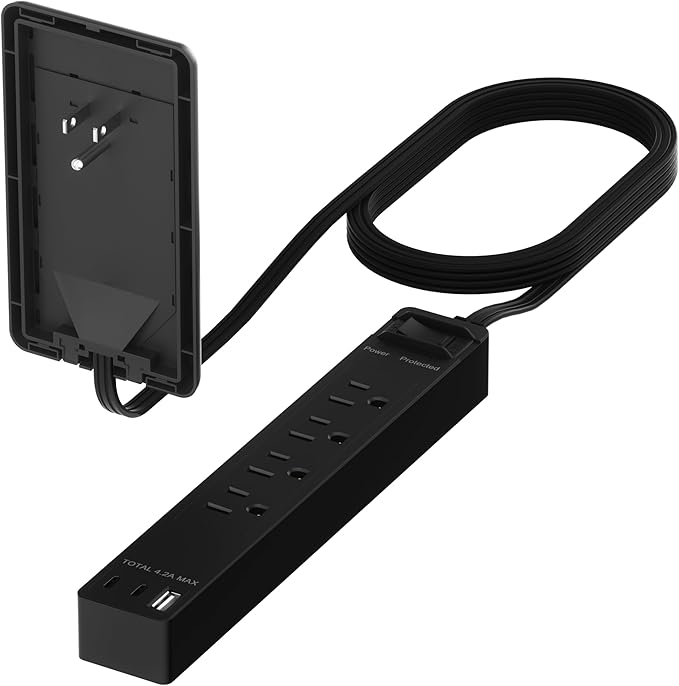 LIDER Surge Protected Outlet Extender, 4-Outlet Power Strip, 21W USB Type-A by LIDER