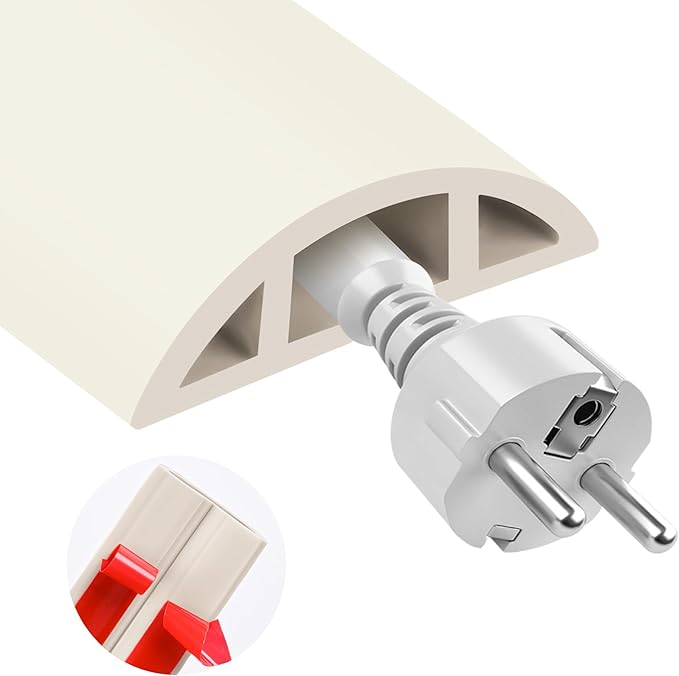 MYFAMIREA 5FT Floor Cord Cover for Wire Self Adhesive Cable Cavity Management by MYFAMIREA