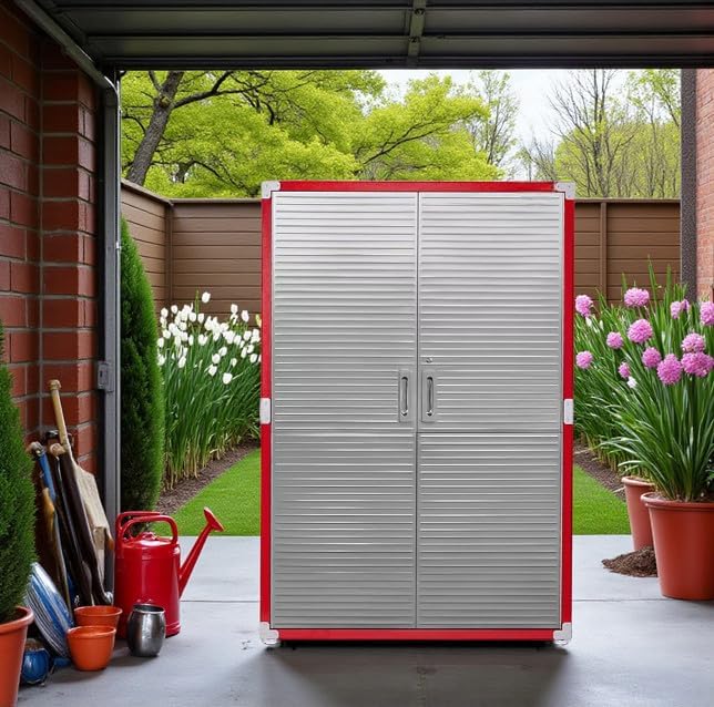 Heavy-Duty Commercial Storage Cabinet (Red, 48" W x 24" D x 72" H) - Image 2