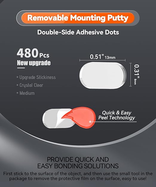 480 Pcs Removable Gel Mounting Putty - Image 2