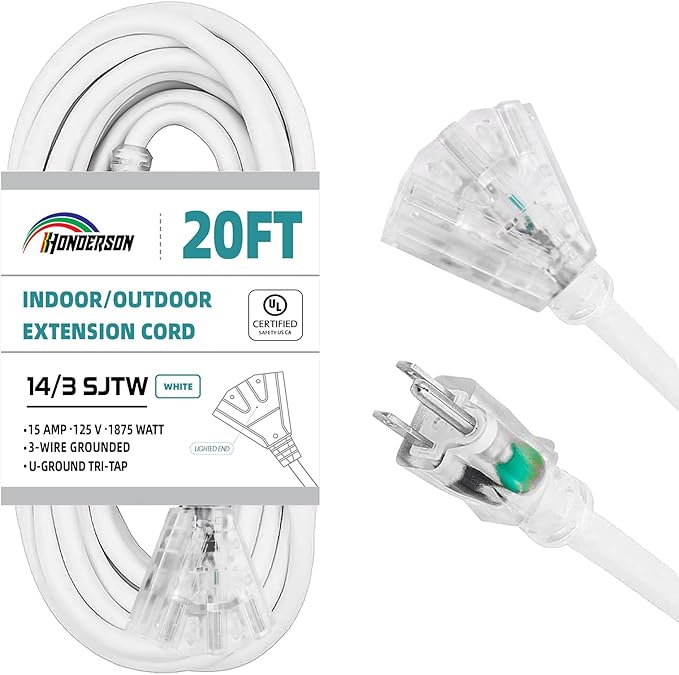 3-Outlets Indoor Outdoor Extension Cord Weatherproof by HONDERSON