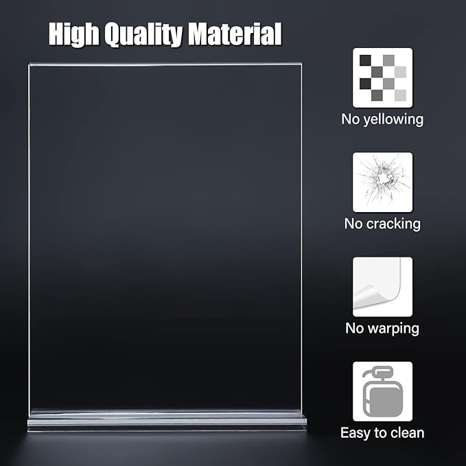 8.5 x 11 Acrylic Sign Holder 2 Pack, Vertical T Shape Clear Plastic Menu Holder - Image 7