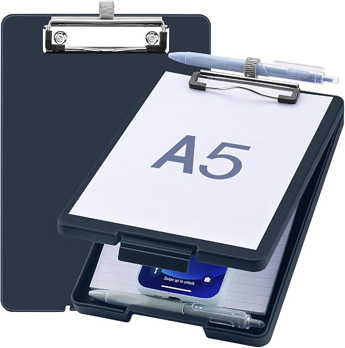 Small Clipboard with Storage, A5 Clipboards with Pen Holder, Half Letter Clip by Meiikun