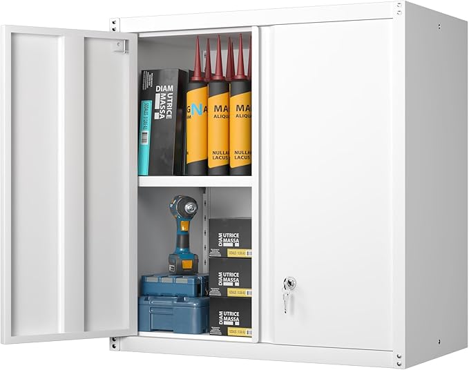 GREATMEET Locking Metal Wall Cabinet, Metal Storage Cabinet by GREATMEET