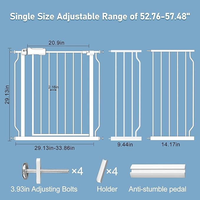 ALLAIBB Extra Wide Pressure Mount Baby Gate Auto Close White Metal Child Dog - Image 6
