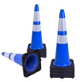8 Pack 28 Inch Blue PVC Safety Cones Weighted Black Base, Warehouse Use by OranclUS