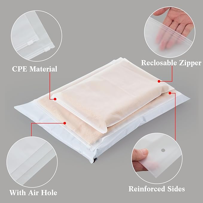 Outus 50 Pcs Mailers with 50 Pcs Poly Zipper Clothes Packaging Bags 4 Sizes - Image 4