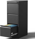 3 Drawer File Cabinet with Lock, Metal Vertical Filing Cabinets by BIZOEIRON