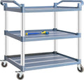 Plastic Utility Carts with Wheels, 3-Tier Large Size Restaurant Food Cart by BRLJUNEO
