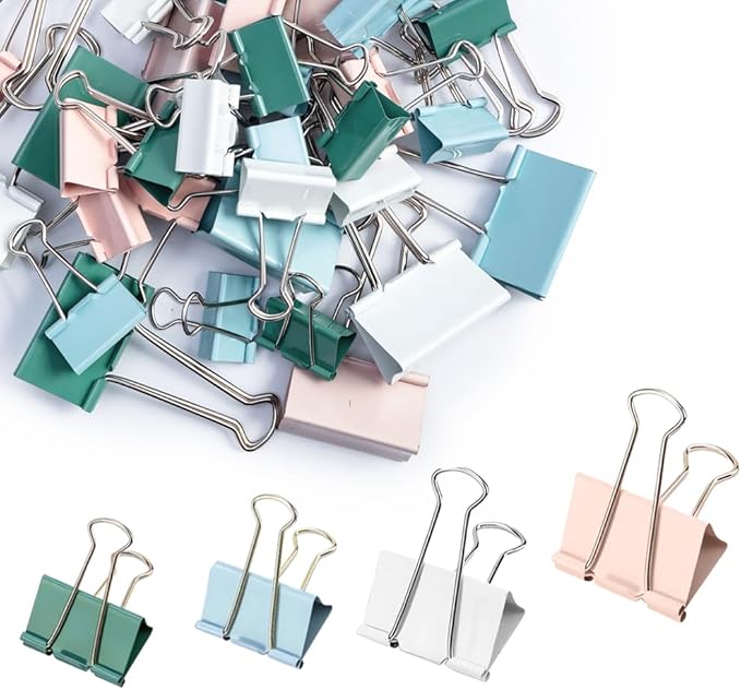 M&G Binder Clips 36 Pcs Colorful Assorted Size Clips, Extra Large Clips by MG