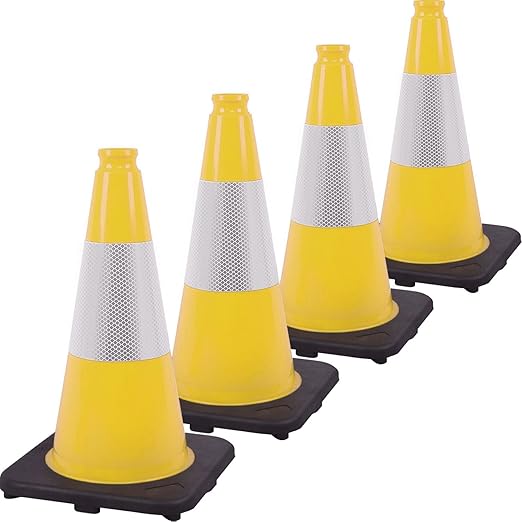 Fluorescent Orange/Green PVC Traffic Cones, Heavy Black Base Parking Lot Cone by OranLite