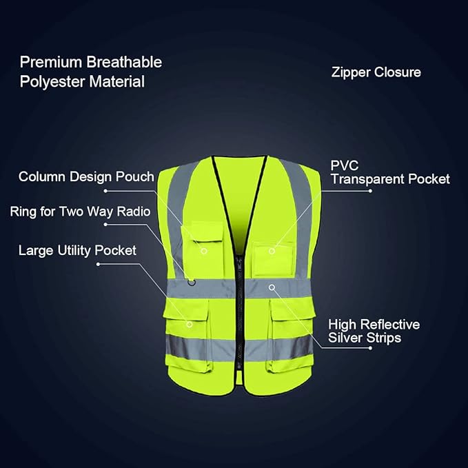 BeautyWill Custom Safety Vest Logo Class 2 High Visibility Reflevtive Vest - Image 4