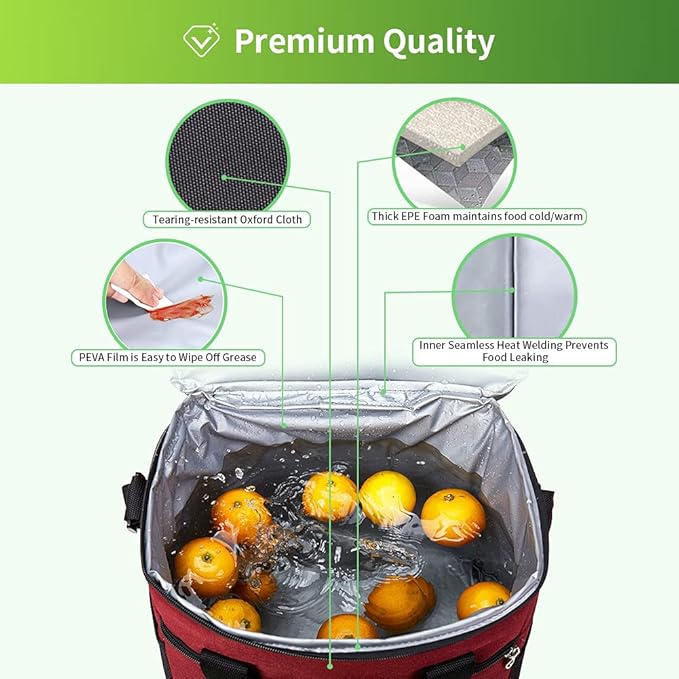 Iknoe Large Cooler Bag Collapsible 24 Can Insulated Bags Leakproof Lunch Cooler - Image 4